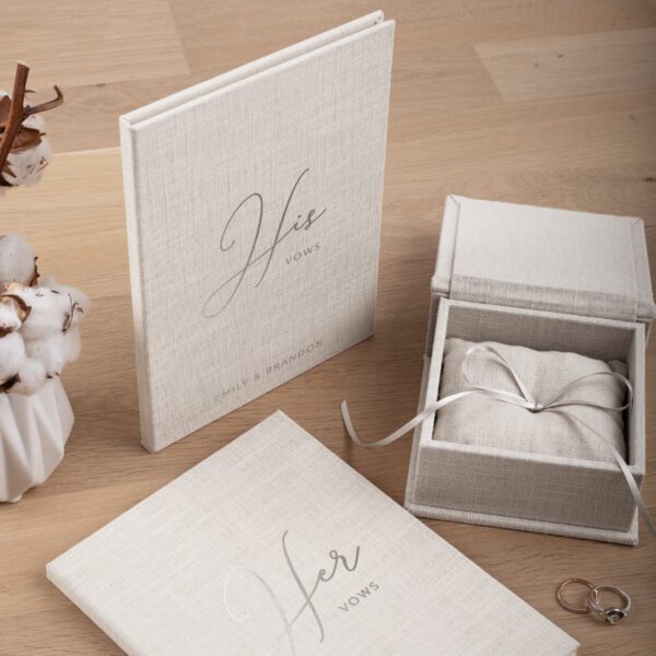 Personalized Ring Box and Two Vow Books