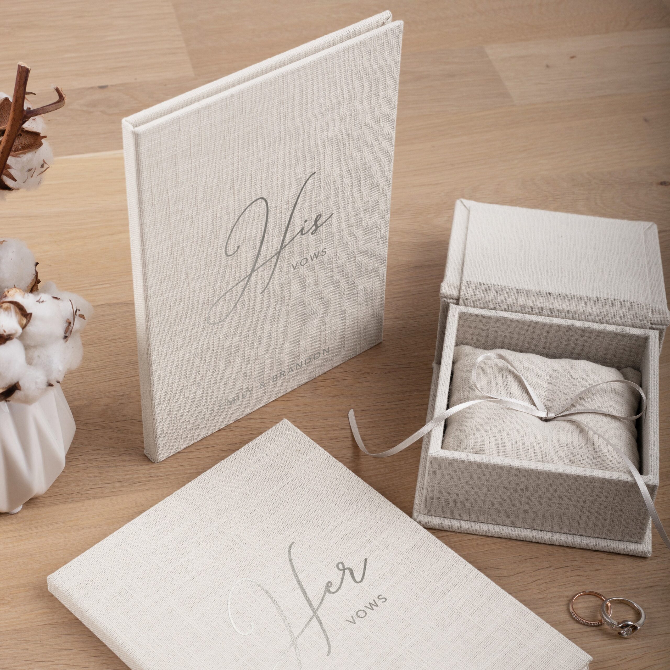 Personalized Ring Box and Two Vow Books