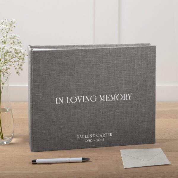 Personalized Memorial Condolence Book | Blank or Printed Pages